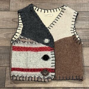 Baabaazuzu Vintage Wool Vest Womens Patchwork Sweater Lagenlook Boho S